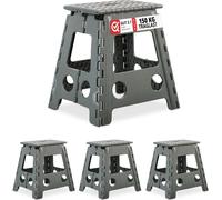 relaxdays Tabouret pliant XL gris clair, set de 4 pièces