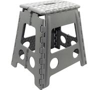 Relaxdays Tabouret Pliable XL, transportable, Salle de Bain, Camping, 39x39x32 cm, Jusqu’à 150 kg, Plastique, Gris Clair