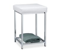 Relaxdays Tabouret rembourré avec rangement blanc