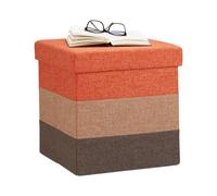 Relaxdays 10022866_491 Tabouret Cube carré Pliant Coffre de Rangement Pliable Pouf rayé Tricolore HxlxP: 38 x 38 x 38cm, Brun, Orange/Marron, 38 x 38 x 38 cm