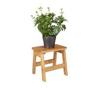 Relaxdays Tabouret repose-pieds bambou RUSTICO table console bois guéridon petit tabouret enfant HxlxP: 27 x 29 x 24 cm, nature