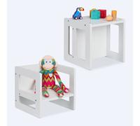 Relaxdays, Lot de 2 tabourets pour Enfants, 2 hauteurs d'assise, HxLxP : 30x30x30 cm, Table Enfant, MDF, Blanc
