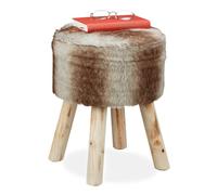 Relaxdays Tabouret rond en fourrure