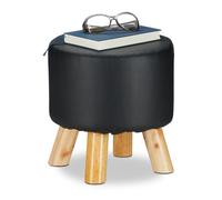 Relaxdays Tabouret similicuir 4 pieds bois