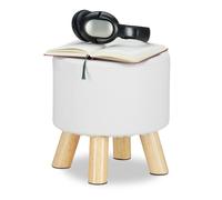 Relaxdays Tabouret similicuir 4 pieds bois