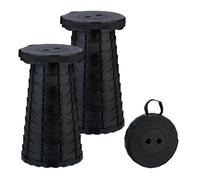 Relaxdays Tabouret télescopique 2 pièces pliable avec sangle camping hauteur réglable HxD 44 5x25 cm noir