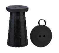 Relaxdays Tabouret télescopique, HLP : 44,5x25x25, réglable, avec bandoulière, siège rétractable, Noir