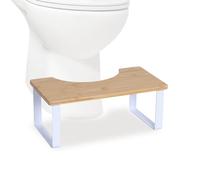 Relaxdays Tabouret WC en Bambou, Soutien au Transit, pour Adultes, H 18 x L 44,5 x P 23 cm, Naturel/Blanc