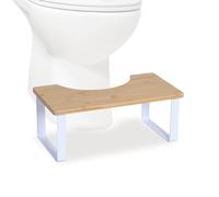 Relaxdays Tabouret WC en Bambou, Soutien au Transit, pour Adultes, H 18 x L 44,5 x P 23 cm, Naturel/Blanc