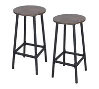 Relaxdays Tabourets de Bar, Lot de 2, H x P : 65 x 32 cm, Repose-Pieds, Aspect Bois & métal, Style Industriel, Brun/Noir