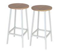 Relaxdays Lot de 2 Tabourets de Bar Scandinaves en Bois et métal, Repose-Pieds, 65 x 32 x 32 cm, Naturel et Blanc