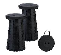 Relaxdays Tabouret télescopique, 2 pièces, Pliable, avec Sangle, Camping, Hauteur réglable, HxD 44,5x25 cm, Noir