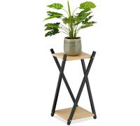 Relaxdays - Tagère À Plantes, 2 Surfaces Effet Bois, Tabouret Moderne Fleur, Hlp : 57x29x29 Cm, Colonne, Noir-Brun Clair