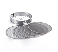Relaxdays Tamis de Jardin 5-en-1, Rond Ø30 cm, Inserts interchangeables, pour Terre, Gravier et Sable, INOX, Argent