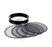 Relaxdays Tamis de Jardin 5 en 1, Tamis Rond Interchangeable, Ø 30 cm, Tamis en métal, Terre, Gravier et Sable, Acier Inoxydable, Noir