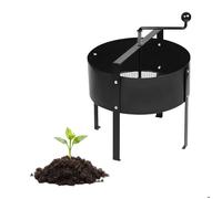Relaxdays Tamis de jardin à manivelle, Ø 40 cm, noir, acier, sur pied, tamis fin pour terre, cailloux, sable, compost