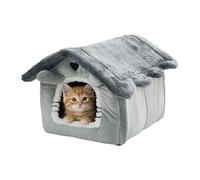 Relaxdays Tanière pour Chat, Coussin Amovible en Velours & Peluche, 38x45x50 cm, Gris