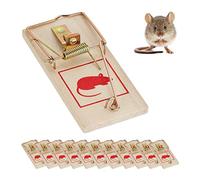 Relaxdays Tapette à Souris en Lot de 12, pièges Classiques, réutilisables, sans Poison, souricière, métal, Bois, Nature