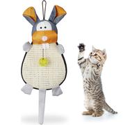 Relaxdays griffoir pour Chat, Tapis avec Jouet Balle avec grelot pour Le Mur, en sisal H x l x P 55 x 22 x 10 coloré Mixte, Multicolore, 55 x 22 x 10 cm