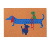 Relaxdays tapis coco 60x40 cm, motif teckel, antidérapant, multicolore | antidérapant, résistant aux intempéries, paillassons à l'intérieur et à l'extérieur