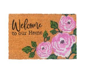 Relaxdays Tapis Coco «Welcome» 60 x 40 cm, antidérapant, Multicolore