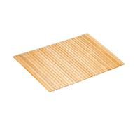 Relaxdays Tapis de Bain, Descente de Douche en Bambou, antidérapant, Enroulable, 80 x 50 cm, Nature et Blanc