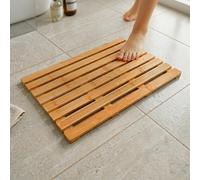 Relaxdays Tapis de Bain en Bambou, 60 x 37 cm, Naturel | antidérapant pour baignoire/douche/sauna, intérieur & extérieur