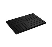 Relaxdays tapis de bain en bambou, 61x40 cm, caillebotis pour sauna, baignoire, piscine, antidérapant, noir
