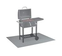 Relaxdays Tapis de Barbecue, Protection pour Le Sol, Partie inférieure antidérapante, Lavable, 150 x 100 cm, argenté