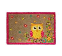 relaxdays Tapis de coco hibou marron à motifs 40,0 x 60,0 cm