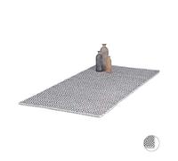 Relaxdays Tapis de Couloir en Coton antidérapant Fait Main 70 x 140 cm Noir/Blanc