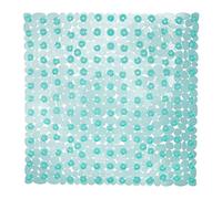 Relaxdays Tapis de Douche Aspect Pierre, Tapis Douche antidérapant avec ventouses, Lavable, carré 53 x 53 cm, Turquois