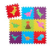 Relaxdays Tapis de Jeu, 3 x 3 pièces, Dinosaures, pour Ramper, sans BPA, Mousse, pour Enfants, Multicolore