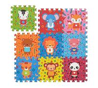 Relaxdays Tapis de Jeu, 9 pièces, Animaux, sans substances nocives, Mousse EVA, 86x86 cm, Chambre d'enfant, Multicolore