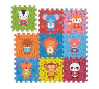 Relaxdays Tapis de jeu, 9 pièces, animaux, sans substances nocives, mousse EVA, 86x86 cm, chambre d'enfant, multicolore