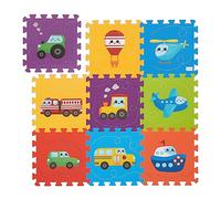 Relaxdays Tapis de Jeu, 9 pièces, avec véhicules, sans substances nocives, Lavable, Mousse EVA, Multicolore