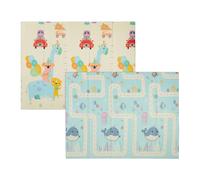 Relaxdays Tapis de jeu pliable pour enfants, sans polluants, 200 x 150 cm, mousse, girafes, baleines, multicolore