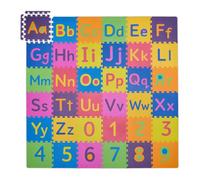 Relaxdays Tapis de jeu lettres & chiffres, 90 pièces, matelas d’éveil, LxP : 180,5x180,5 cm, mousse, multicolore
