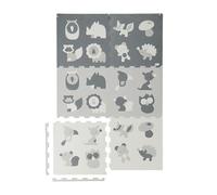 Relaxdays Tapis de Jeu, Lot de 18 pièces en Tout, Design ludique, en Mousse, sans substances nocives, Blanc et Gris
