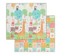 Relaxdays Tapis de Jeu Pliable, Motifs Animaux, sans substances nocives, Lavable, Mousse XPE, 195 x 175 cm, Multicolore
