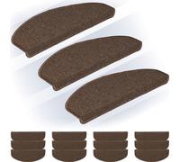 Relaxdays Marchette d'escalier semicirculaire, Auto-adhésive, lot Pratique de 15, L x P : env. 65 x 24 cm, Marron foncé