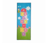 Relaxdays Tapis de marelle 180 x 70 cm – 10 cases, à poils courts, dessous caoutchouté, multicolore