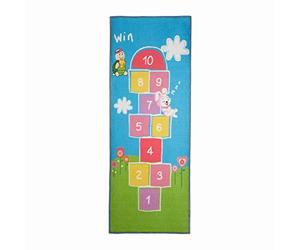 Relaxdays Tapis de marelle, 180 x 70 cm, 10 Cases, à Poils Courts, Dessous caoutchouté, Jeu éducatif, Multicolore