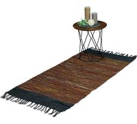 relaxdays Tapis de patchwork en cuir & coton
