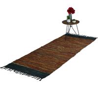 relaxdays Tapis de patchwork en cuir & coton