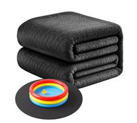 Relaxdays Tapis de Piscine Ø 4 m, Feutre Noir, protège la bâche, Durable