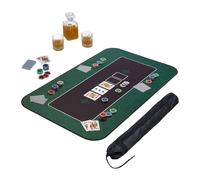 Relaxdays Tapis de poker, en polyester, caoutchouc, résistant et antidérapant, 100 x 60 cm, Texas Holdem, vert