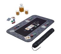 Relaxdays Tapis de poker, en polyester, caoutchouc, résistant et antidérapant, 100 x 60 cm, Texas Holdem, noir