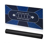 Relaxdays Tapis de Poker ou Texas Hold'em, Dessous antidérapant, Emballage, 10 Joueurs, 120 x 60 cm, Bleu