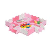 Relaxdays Tapis de Sol Puzzle 34 pièces, Mousse EVA, sans polluants, 0,77 m2, Dalle Jeu bébé Bord, éducatif, Rose